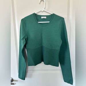 Aritzia Babaton emerald green knit sweater with rib detail